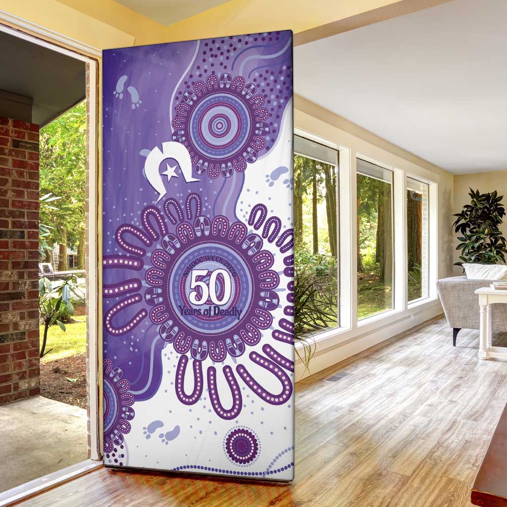 NAIDOC Week 2026 Door Cover 50 Years Deadly Dhari Purple Aboriginal Art