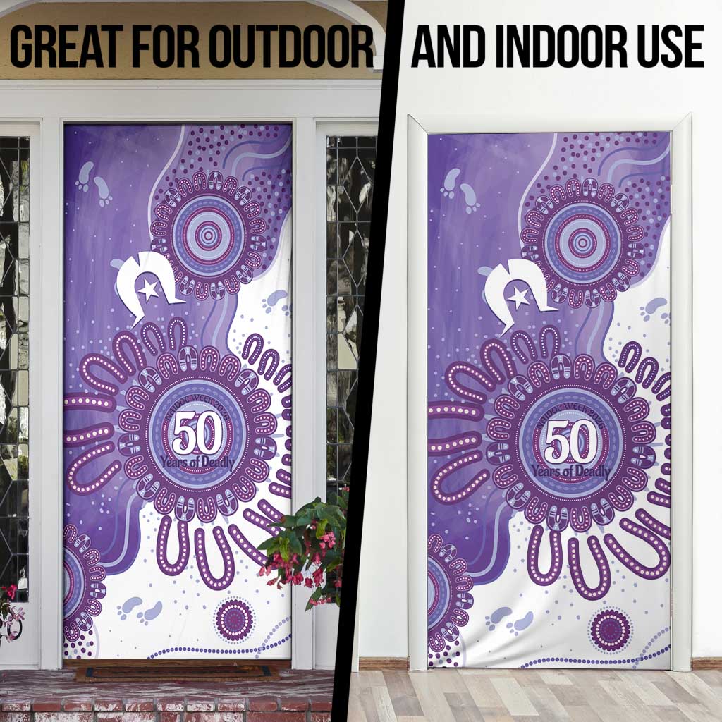 NAIDOC Week 2026 Door Cover 50 Years Deadly Dhari Purple Aboriginal Art