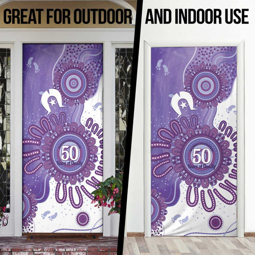 NAIDOC Week 2026 Door Cover 50 Years Deadly Dhari Purple Aboriginal Art