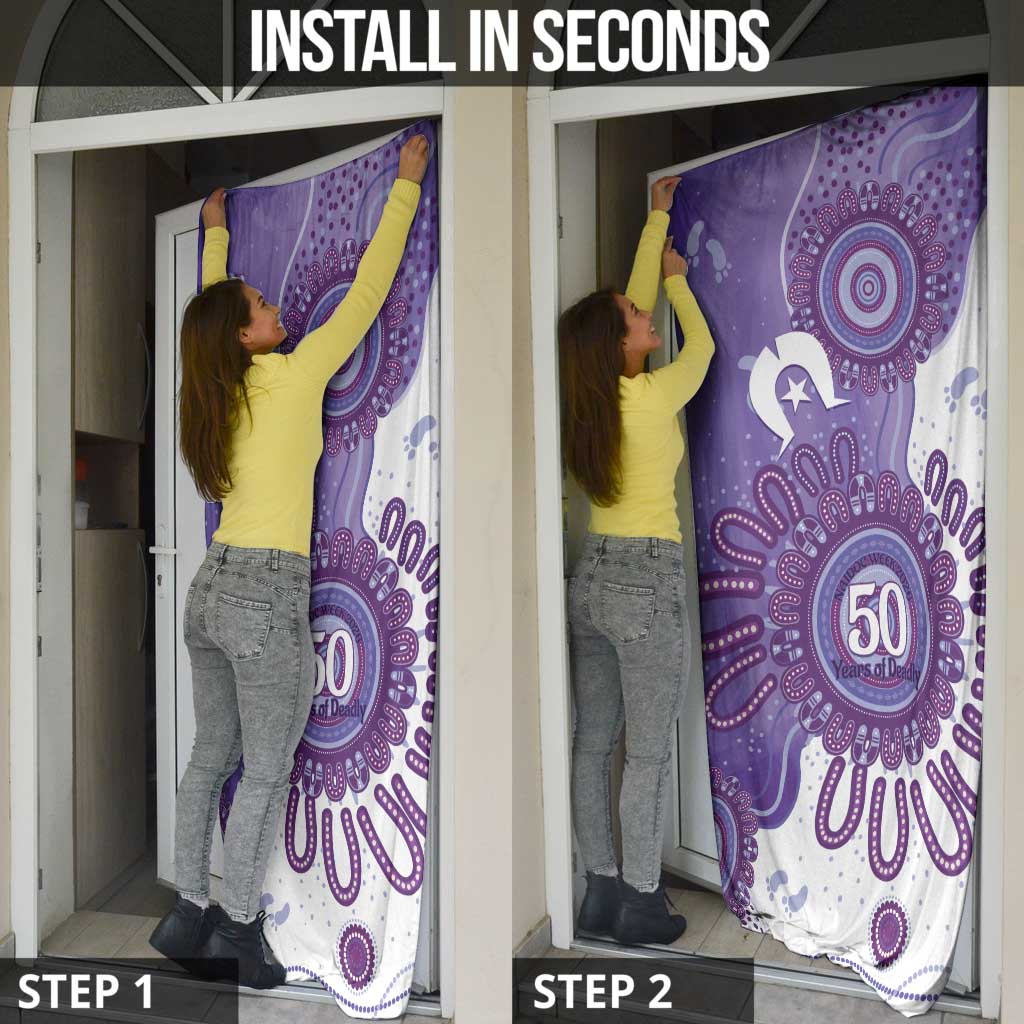 NAIDOC Week 2026 Door Cover 50 Years Deadly Dhari Purple Aboriginal Art