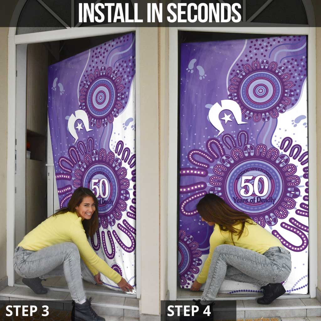 NAIDOC Week 2026 Door Cover 50 Years Deadly Dhari Purple Aboriginal Art