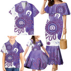 NAIDOC Week 2026 Family Matching Mermaid Dress and Hawaiian Shirt 50 Years Deadly Dhari Purple Aboriginal Art