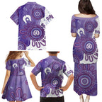 NAIDOC Week 2026 Family Matching Puletasi and Hawaiian Shirt 50 Years Deadly Dhari Purple Aboriginal Art