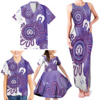 NAIDOC Week 2026 Family Matching Tank Maxi Dress and Hawaiian Shirt 50 Years Deadly Dhari Purple Aboriginal Art