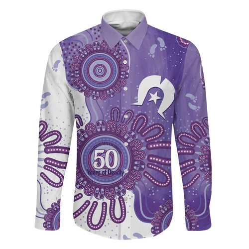 NAIDOC Week 2026 Family Matching Tank Maxi Dress and Hawaiian Shirt 50 Years Deadly Dhari Purple Aboriginal Art