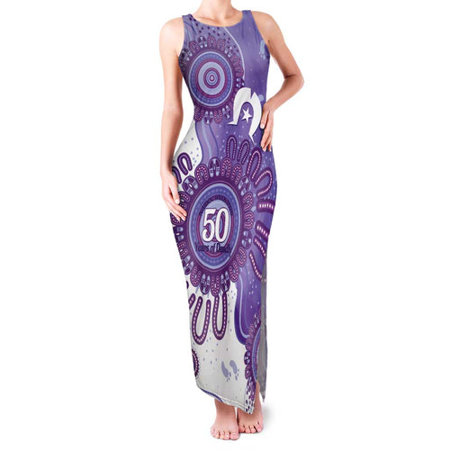 NAIDOC Week 2026 Family Matching Tank Maxi Dress and Hawaiian Shirt 50 Years Deadly Dhari Purple Aboriginal Art