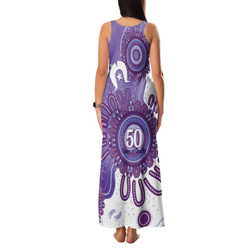 NAIDOC Week 2026 Family Matching Tank Maxi Dress and Hawaiian Shirt 50 Years Deadly Dhari Purple Aboriginal Art