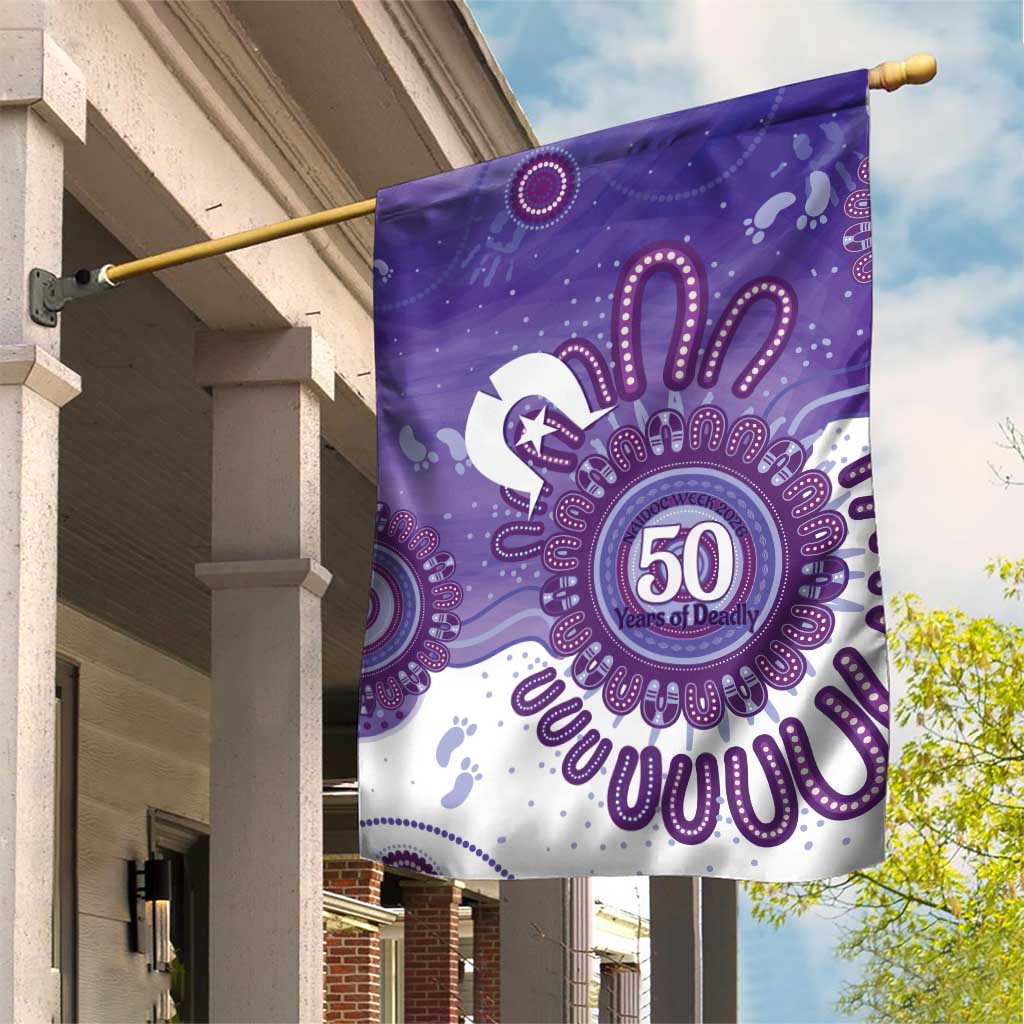 NAIDOC Week 2026 Garden Flag 50 Years Deadly Dhari Purple Aboriginal Art
