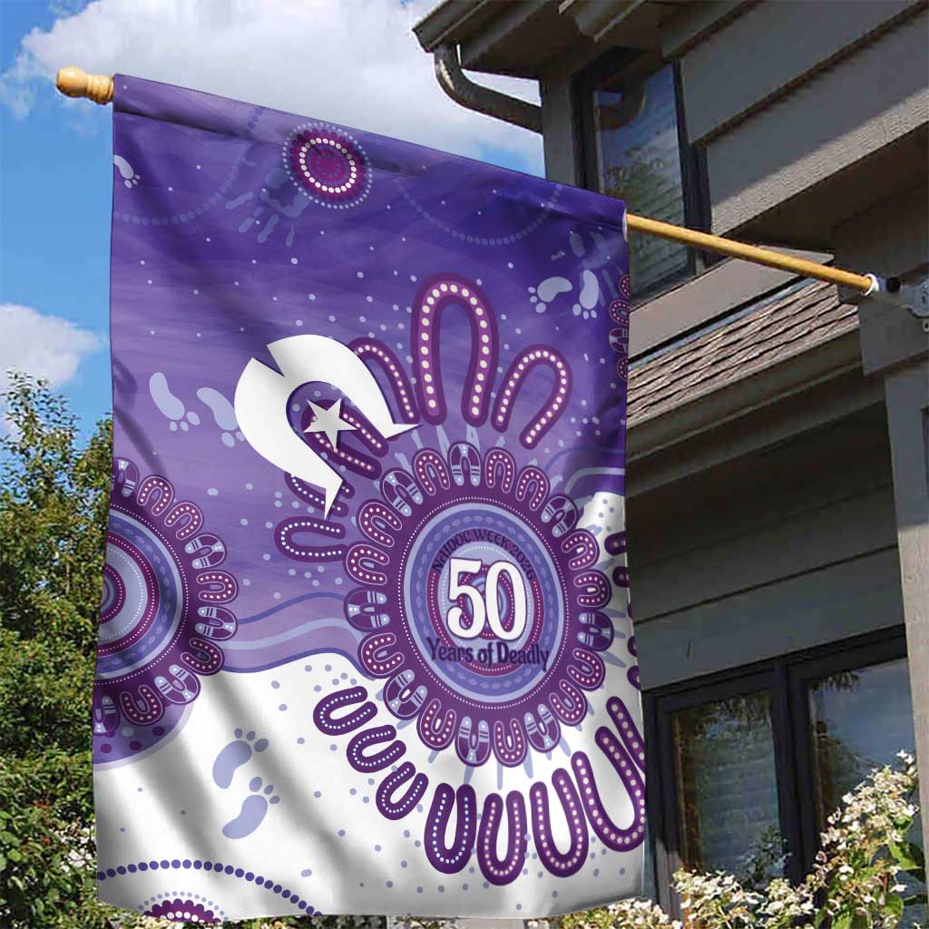 NAIDOC Week 2026 Garden Flag 50 Years Deadly Dhari Purple Aboriginal Art