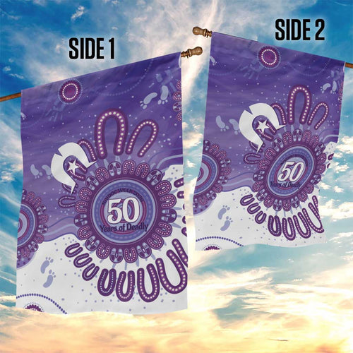 NAIDOC Week 2026 Garden Flag 50 Years Deadly Dhari Purple Aboriginal Art