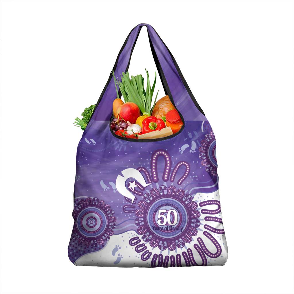 NAIDOC Week 2026 Grocery Bag 50 Years Deadly Dhari Purple Aboriginal Art