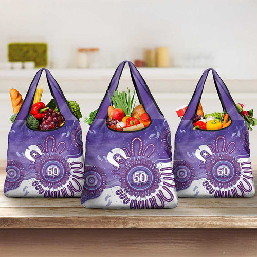 NAIDOC Week 2026 Grocery Bag 50 Years Deadly Dhari Purple Aboriginal Art
