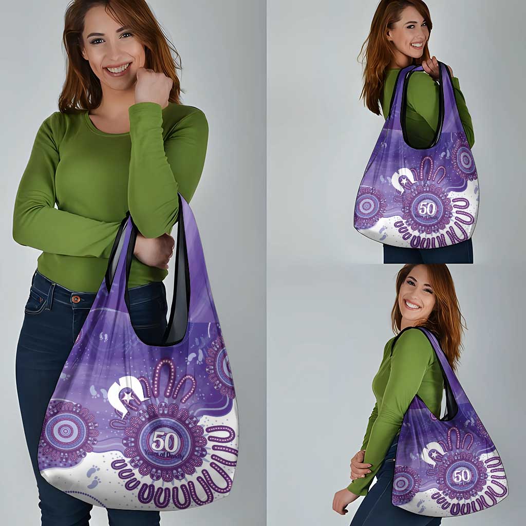 NAIDOC Week 2026 Grocery Bag 50 Years Deadly Dhari Purple Aboriginal Art