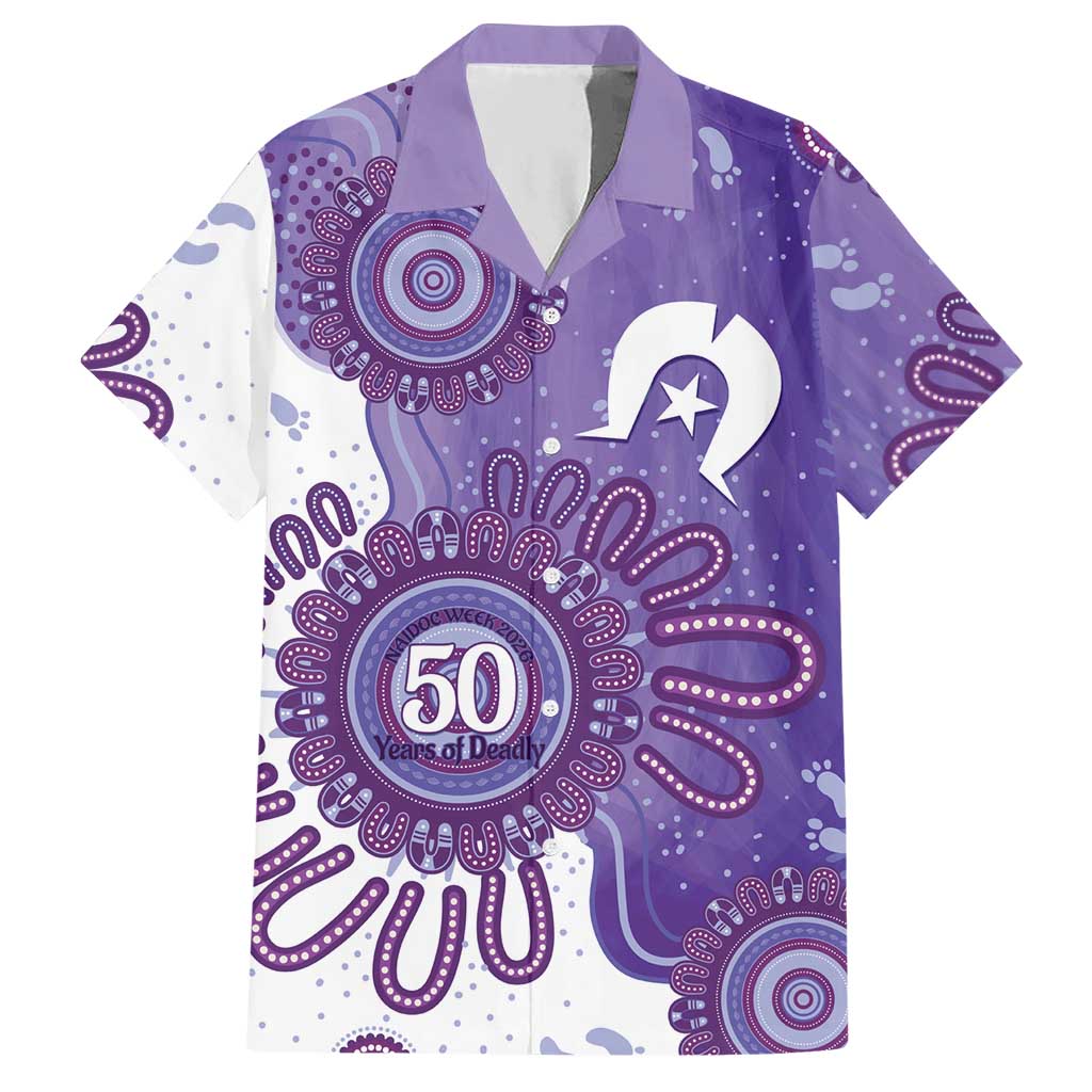 NAIDOC Week 2026 Hawaiian Shirt 50 Years Deadly Dhari Purple Aboriginal Art
