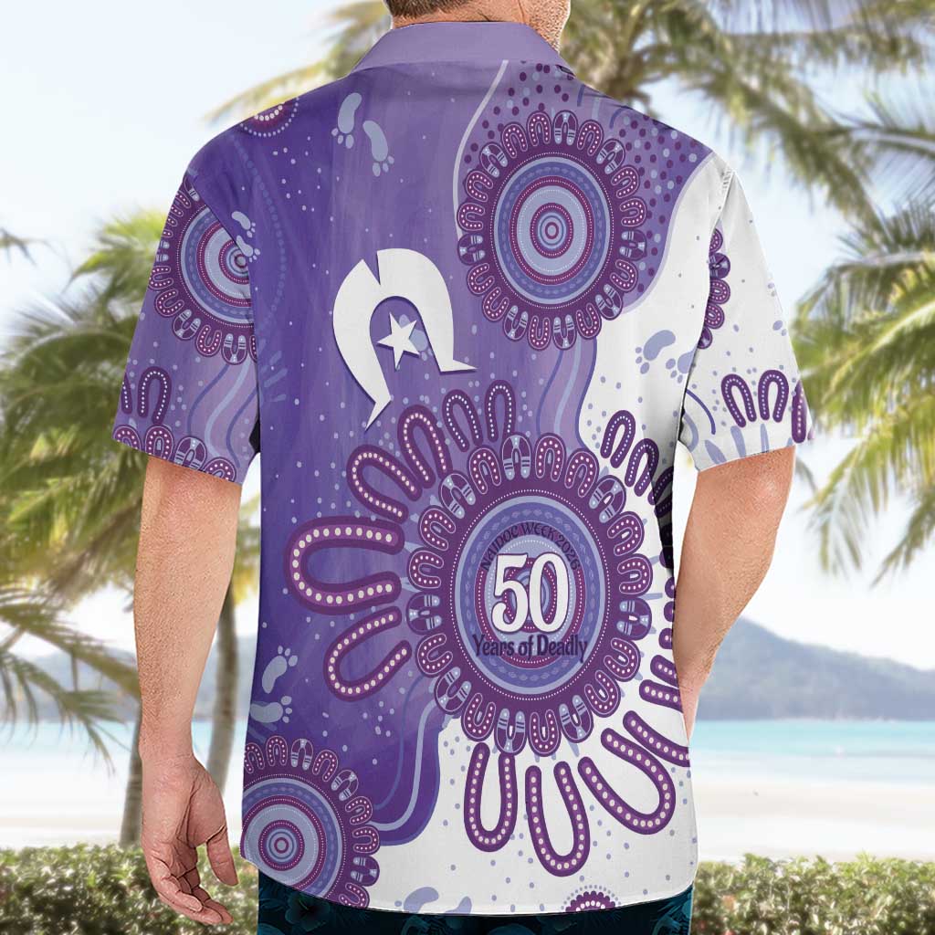 NAIDOC Week 2026 Hawaiian Shirt 50 Years Deadly Dhari Purple Aboriginal Art