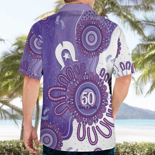 NAIDOC Week 2026 Hawaiian Shirt 50 Years Deadly Dhari Purple Aboriginal Art