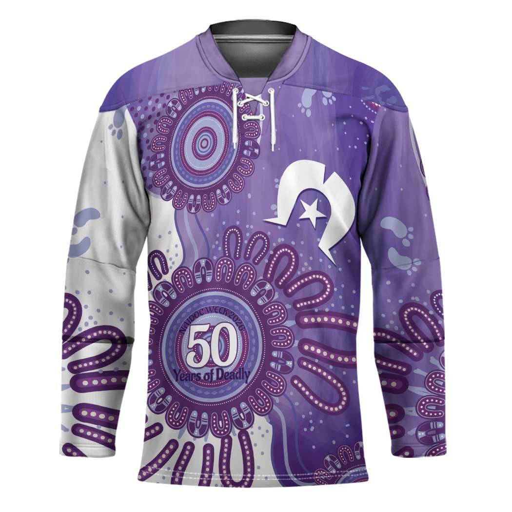 NAIDOC Week 2026 Hockey Jersey 50 Years Deadly Dhari Purple Aboriginal Art