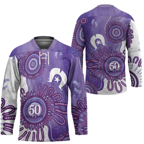 NAIDOC Week 2026 Hockey Jersey 50 Years Deadly Dhari Purple Aboriginal Art