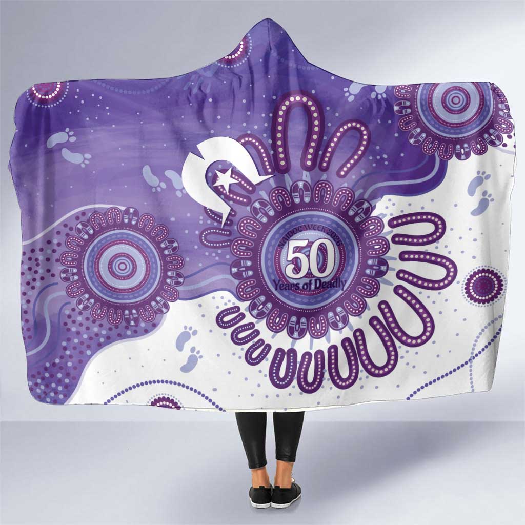 NAIDOC Week 2026 Hooded Blanket 50 Years Deadly Dhari Purple Aboriginal Art