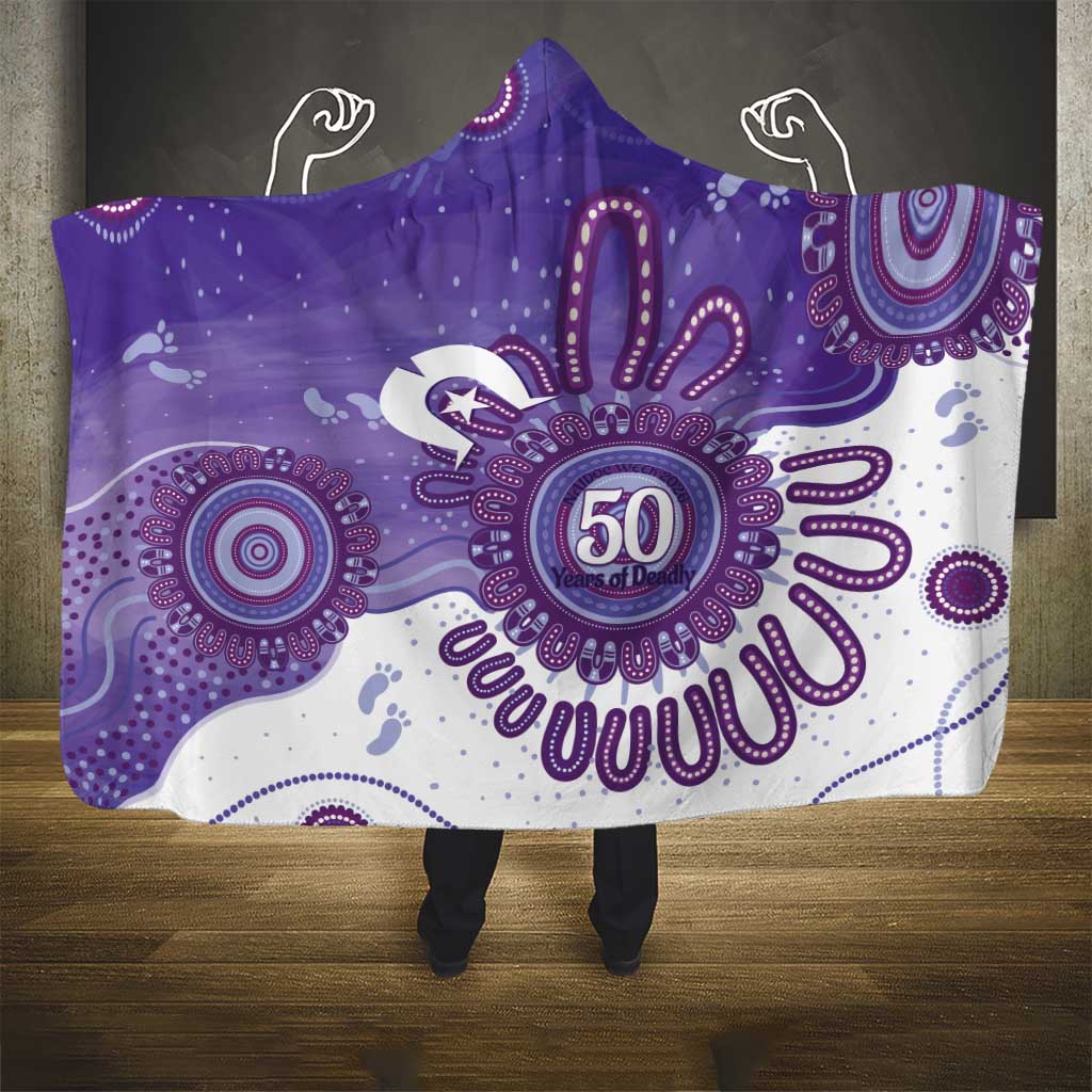 NAIDOC Week 2026 Hooded Blanket 50 Years Deadly Dhari Purple Aboriginal Art