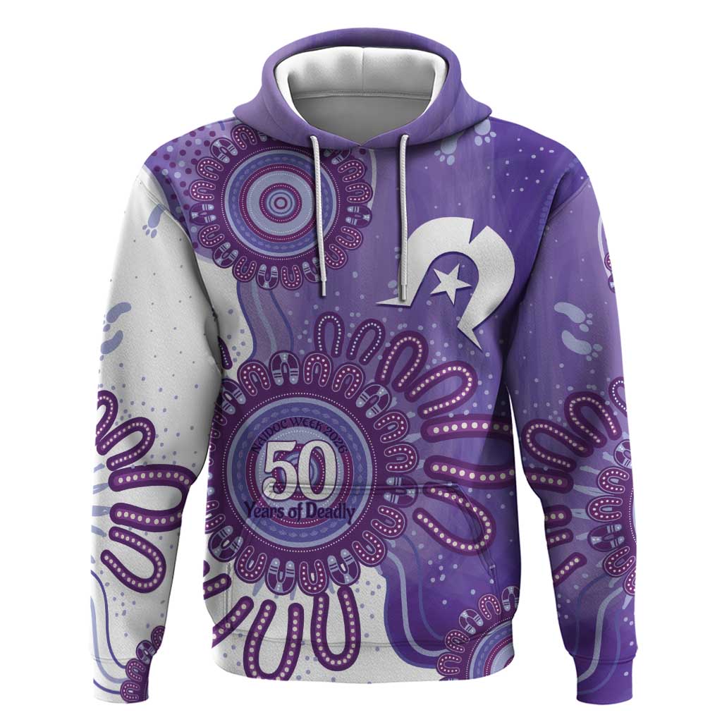 NAIDOC Week 2026 Hoodie 50 Years Deadly Dhari Purple Aboriginal Art