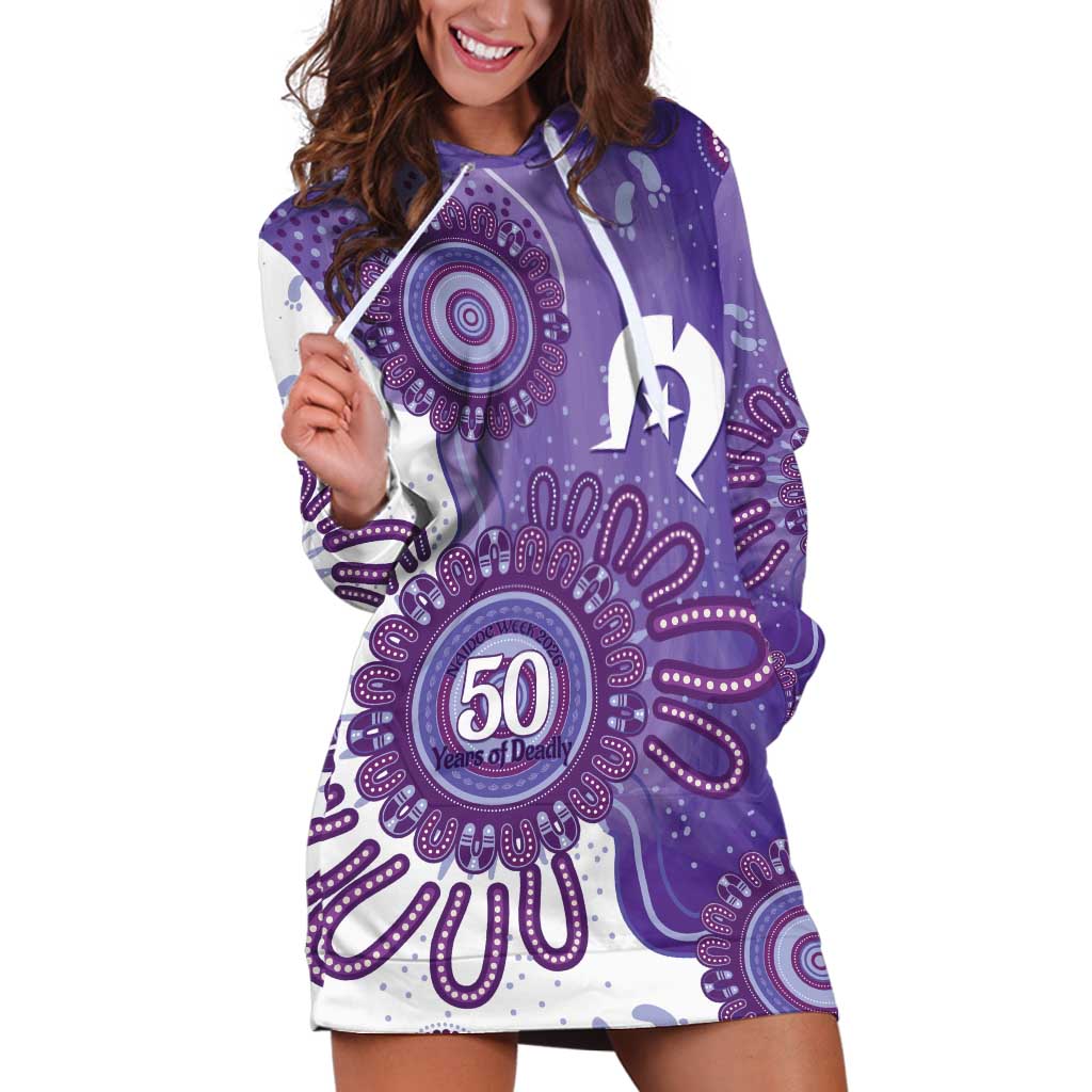 NAIDOC Week 2026 Hoodie Dress 50 Years Deadly Dhari Purple Aboriginal Art
