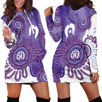 NAIDOC Week 2026 Hoodie Dress 50 Years Deadly Dhari Purple Aboriginal Art