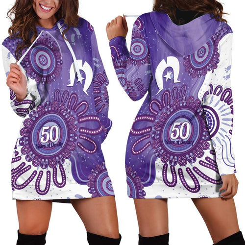 NAIDOC Week 2026 Hoodie Dress 50 Years Deadly Dhari Purple Aboriginal Art