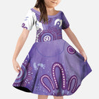 NAIDOC Week 2026 Kid Short Sleeve Dress 50 Years Deadly Dhari Purple Aboriginal Art