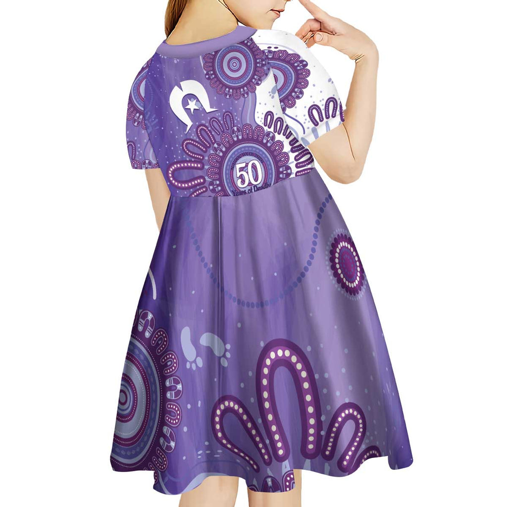 NAIDOC Week 2026 Kid Short Sleeve Dress 50 Years Deadly Dhari Purple Aboriginal Art