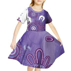 NAIDOC Week 2026 Kid Short Sleeve Dress 50 Years Deadly Dhari Purple Aboriginal Art