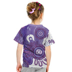 NAIDOC Week 2026 Kid T Shirt 50 Years Deadly Dhari Purple Aboriginal Art
