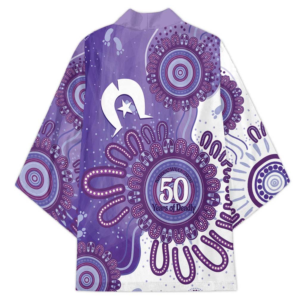 NAIDOC Week 2026 Kimono 50 Years Deadly Dhari Purple Aboriginal Art