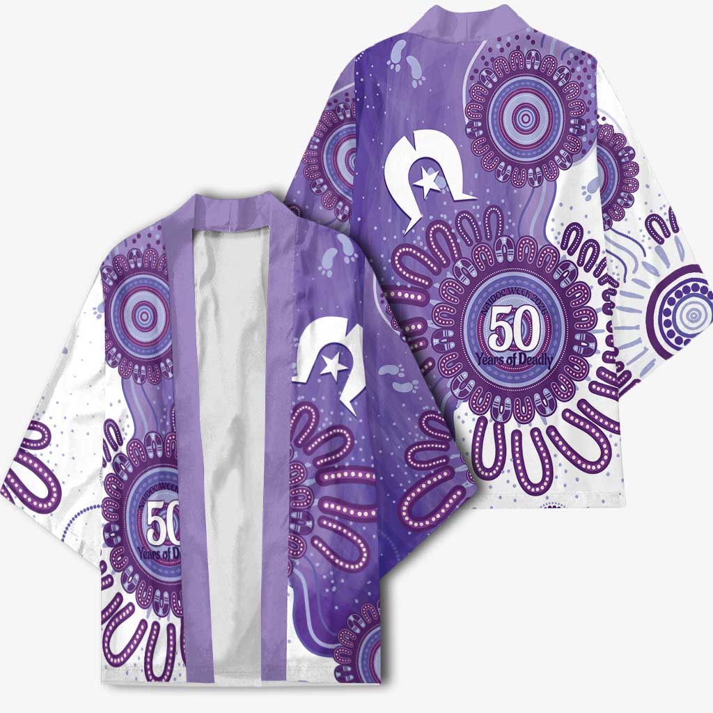 NAIDOC Week 2026 Kimono 50 Years Deadly Dhari Purple Aboriginal Art