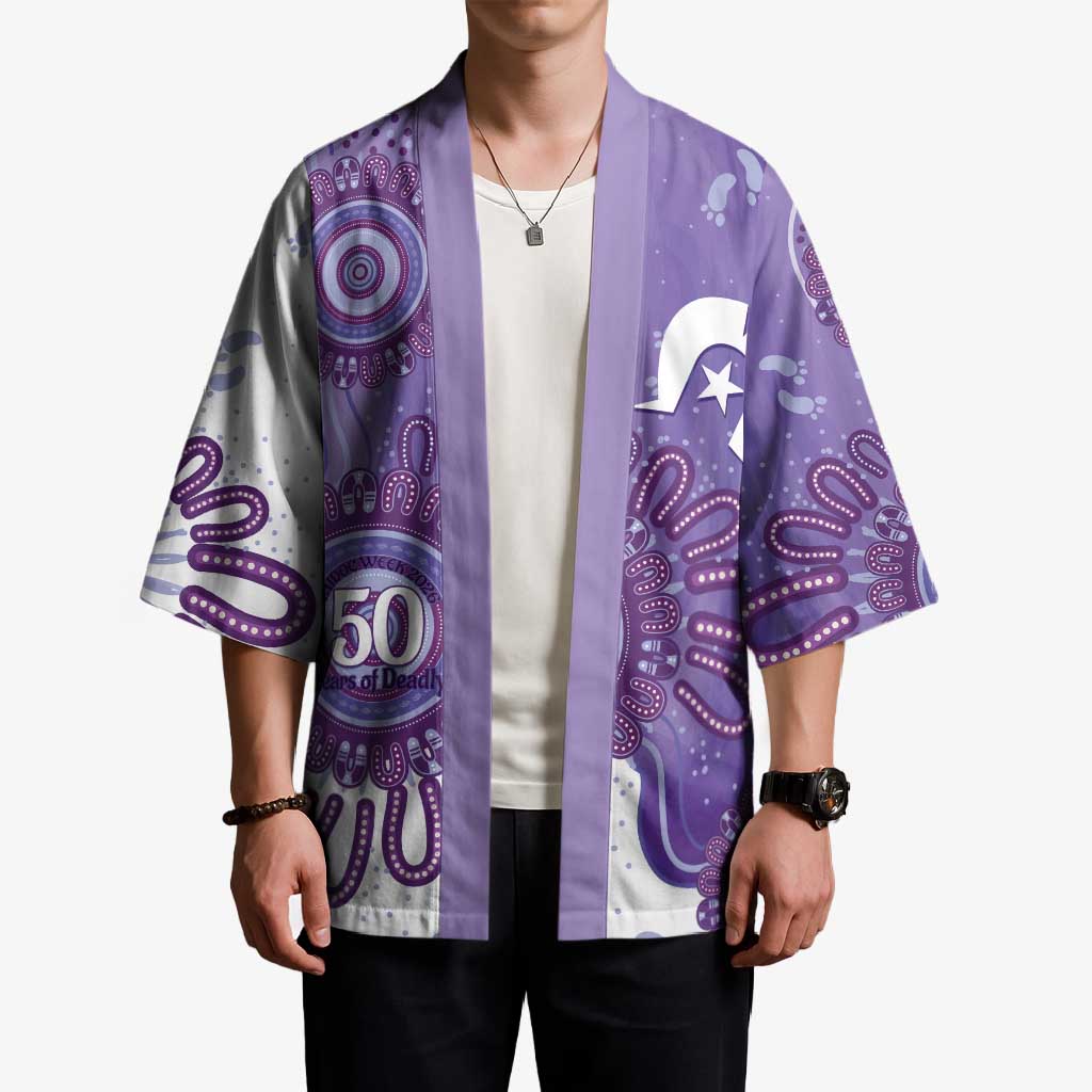 NAIDOC Week 2026 Kimono 50 Years Deadly Dhari Purple Aboriginal Art