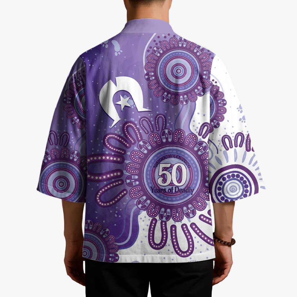 NAIDOC Week 2026 Kimono 50 Years Deadly Dhari Purple Aboriginal Art