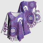 NAIDOC Week 2026 Kimono Sleeve Blouse 50 Years Deadly Dhari Purple Aboriginal Art