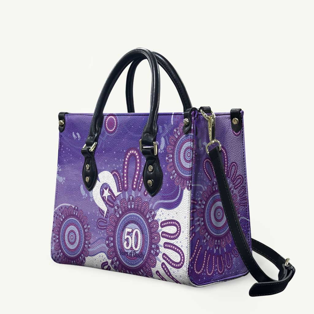 NAIDOC Week 2026 Leather Bag 50 Years Deadly Dhari Purple Aboriginal Art
