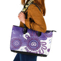 NAIDOC Week 2026 Leather Tote Bag 50 Years Deadly Dhari Purple Aboriginal Art