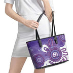 NAIDOC Week 2026 Leather Tote Bag 50 Years Deadly Dhari Purple Aboriginal Art
