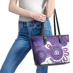 NAIDOC Week 2026 Leather Tote Bag 50 Years Deadly Dhari Purple Aboriginal Art