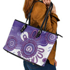 NAIDOC Week 2026 Leather Tote Bag 50 Years Deadly Dhari Purple Aboriginal Art