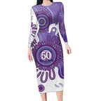 NAIDOC Week 2026 Long Sleeve Bodycon Dress 50 Years Deadly Dhari Purple Aboriginal Art