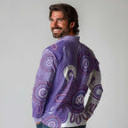 NAIDOC Week 2026 Long Sleeve Polo Shirt 50 Years Deadly Dhari Purple Aboriginal Art