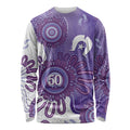 NAIDOC Week 2026 Long Sleeve Shirt 50 Years Deadly Dhari Purple Aboriginal Art