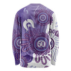 NAIDOC Week 2026 Long Sleeve Shirt 50 Years Deadly Dhari Purple Aboriginal Art
