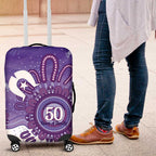 NAIDOC Week 2026 Luggage Cover 50 Years Deadly Dhari Purple Aboriginal Art