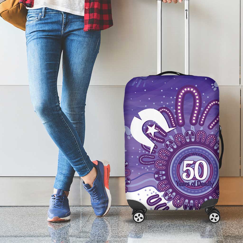 NAIDOC Week 2026 Luggage Cover 50 Years Deadly Dhari Purple Aboriginal Art