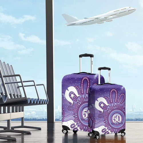 NAIDOC Week 2026 Luggage Cover 50 Years Deadly Dhari Purple Aboriginal Art