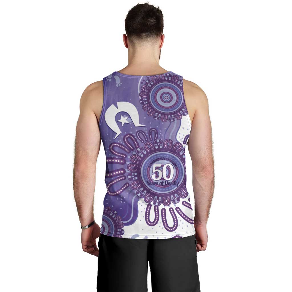 NAIDOC Week 2026 Men Tank Top 50 Years Deadly Dhari Purple Aboriginal Art